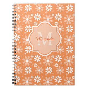 Girly Monogram Niedlich Orange Daisy Blume und Nam Notizblock