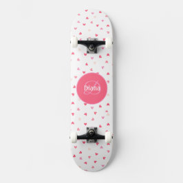 Girly Monogram niedliche Herzen mit Namen Skateboard