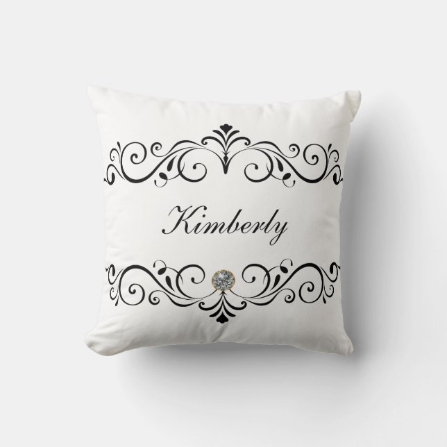 Girly Monogramm Bling Kissen (Vorderseite)