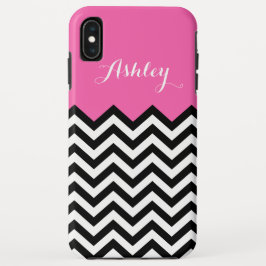 Girly Monogramm-Name - modernes rosa Zickzack Case-Mate iPhone Hülle