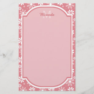 Girly Monogramm-niedliche rosa Briefpapier