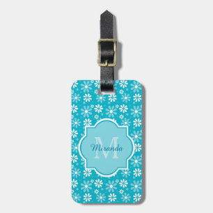 Girly Monogramm-Türkis-Gänseblümchen-Blumen mit Gepäckanhänger