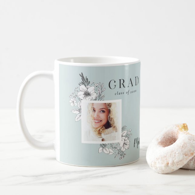 Girly Multi-Foto Blumen-elegante Graduierungsparty Kaffeetasse (Mit Donut)