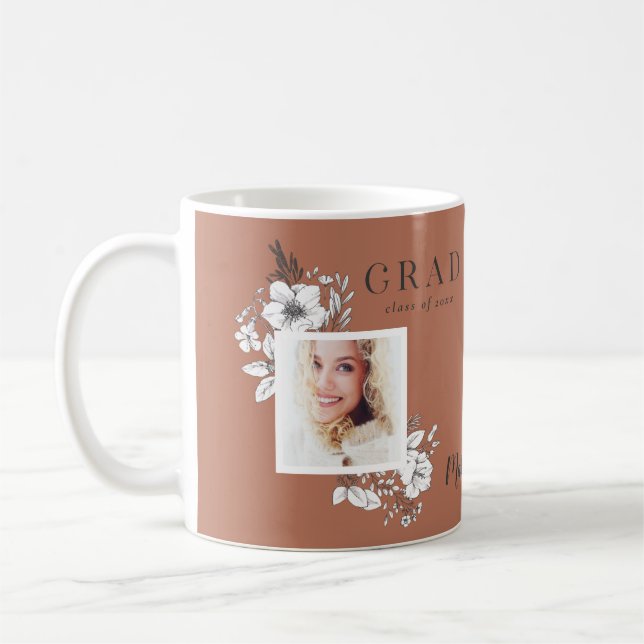 Girly Multi-Foto Blütenelegante Abschlussfeier Kaffeetasse (Links)