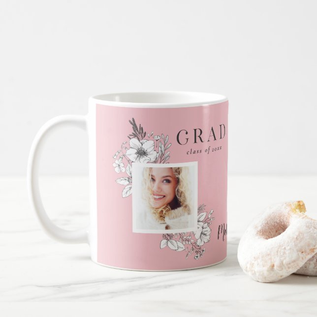 Girly Multi-Foto Blütenelegante Abschlussfeier Kaffeetasse (Mit Donut)