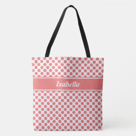 Girly Named Pink & White Polka Dot Tote Bag