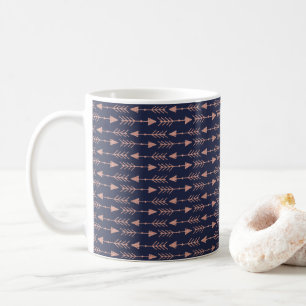 Girly Navy Blue Rose Gold Foil Tribal Arrows Kaffeetasse