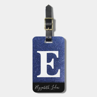 Girly Navy Blue Silver Ombre Glitzer Glitzern Gepäckanhänger
