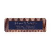 Girly Navy Blue und Kupfer Rose Gold Foil Zickzack
