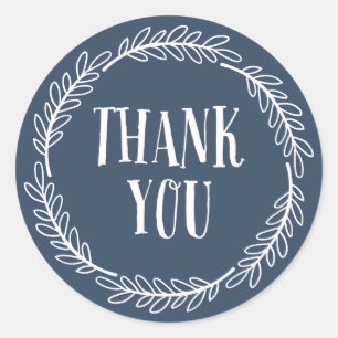 Girly Navy Blue Wreath Danke Stickers