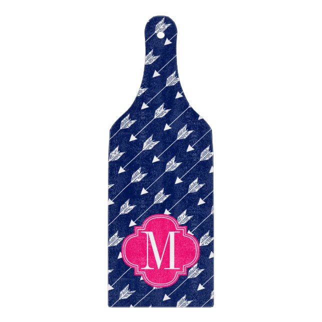 Girly Navy & Pink Arrows Custom Schneidebrett (Vorderseite)