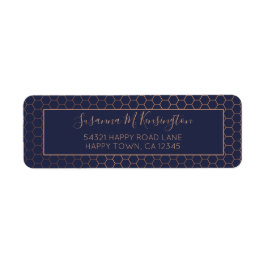 Girly Navy und Rose Gold Foil Hexagon Geometric