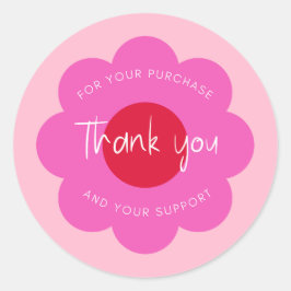 Girly Niedlich Moderne Blume "Danke" Verpackung Runder Aufkleber