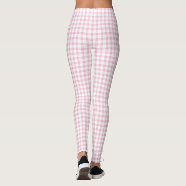 Girly Niedlich Pastel Pink Gingham Karo Pattern Leggings (Rückseite)