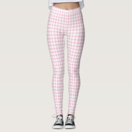Girly Niedlich Pastel Pink Gingham Karo Pattern Leggings