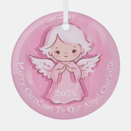 Girly Niedlich Pink Angel 2024 Ornament Aus Glas