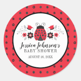 Girly Niedlich Red Ladybug Babydusche Runder Aufkleber