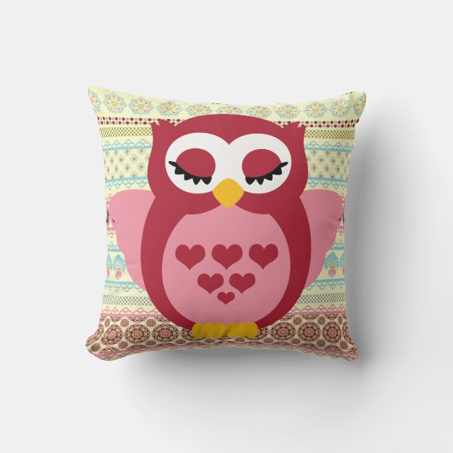 Girly Niedlich Sleepy Owl Kissen (Vorderseite)