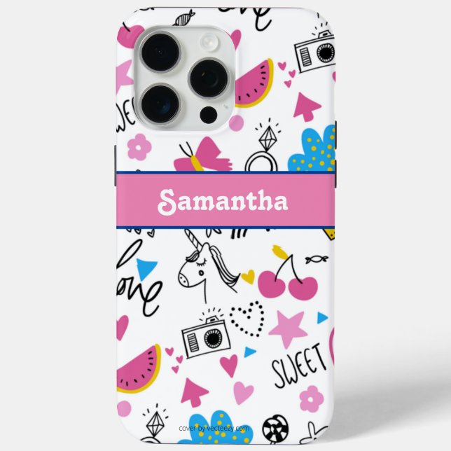 Girly Niedlich Trendy Simple Pink Stilvolles Muste Case-Mate iPhone Hülle (Rückseite)