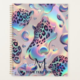 Girly Opal Leopard Print Office School Planer
