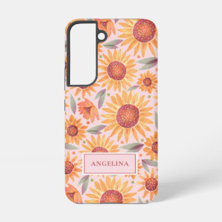 Girly Orange Bloral Rosa Botanisch Samsung Galaxy Hülle