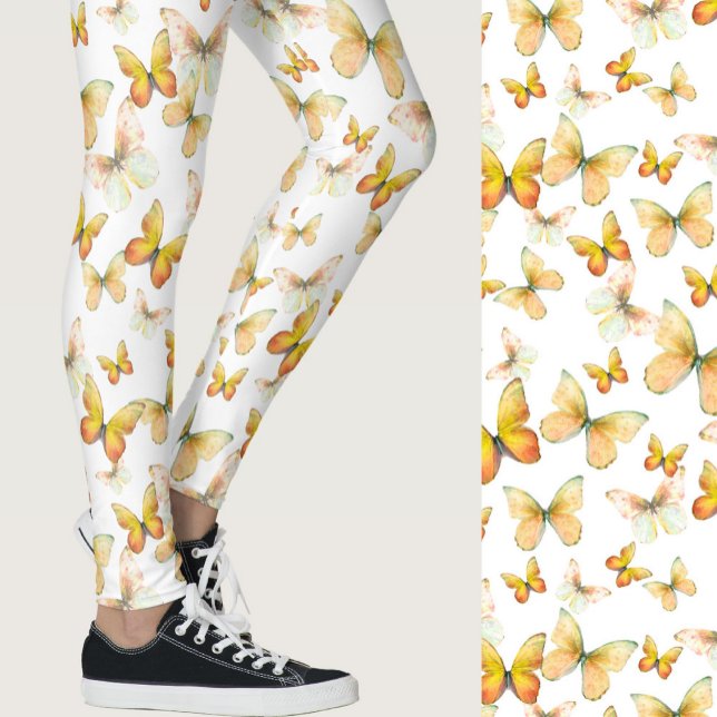 Girly orange butterfly whimsical patterned leggings (Von Creator hochgeladen)