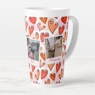 Girly Orange Hearts Niedlich Romantisches Valentin Milchtasse