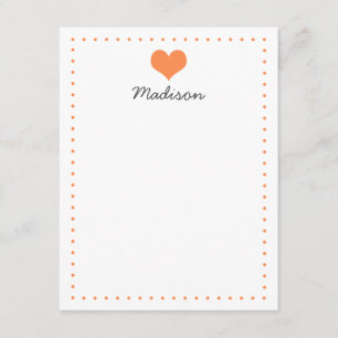 Girly Orange Herz Personalisiert Stationery Einladung