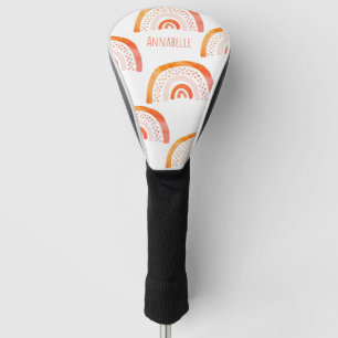 Girly Orange Watercolor Rainbow Personalisiert Golf Headcover