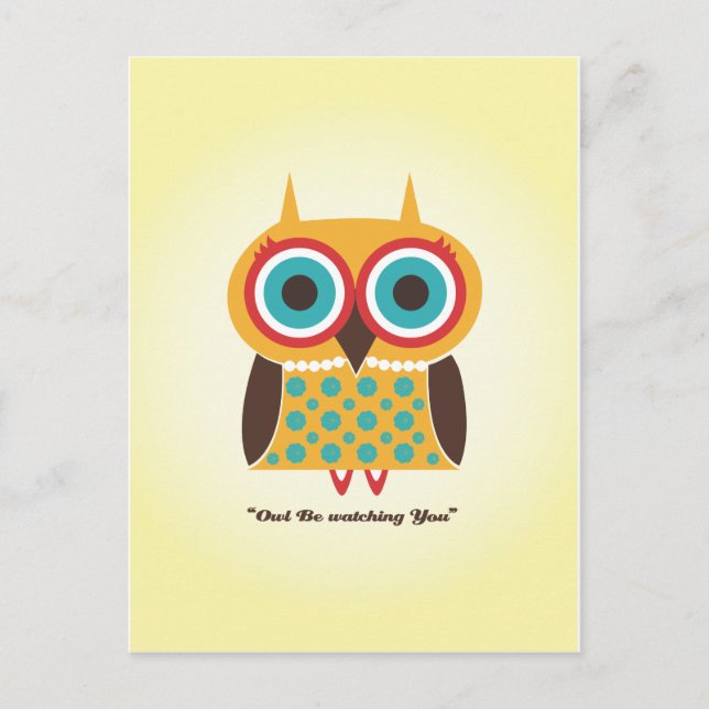 Girly Owl Postkarte (Vorderseite)
