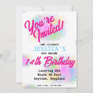 Girly Paint Spritzer Geburtstagsparty Einladung
