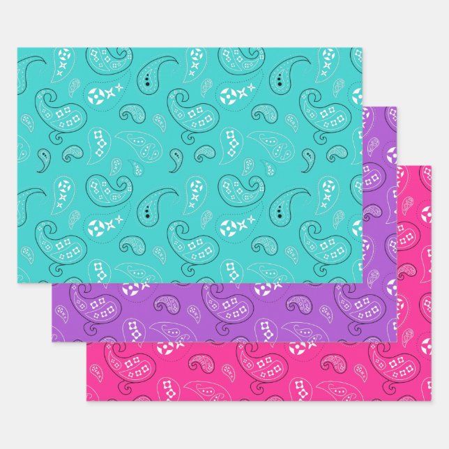 Girly Paisley Bandana Sortiment Geschenkpapier Set (Set)