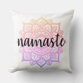 Girly Pastel Gradient Namaste Mandala Blume Kissen