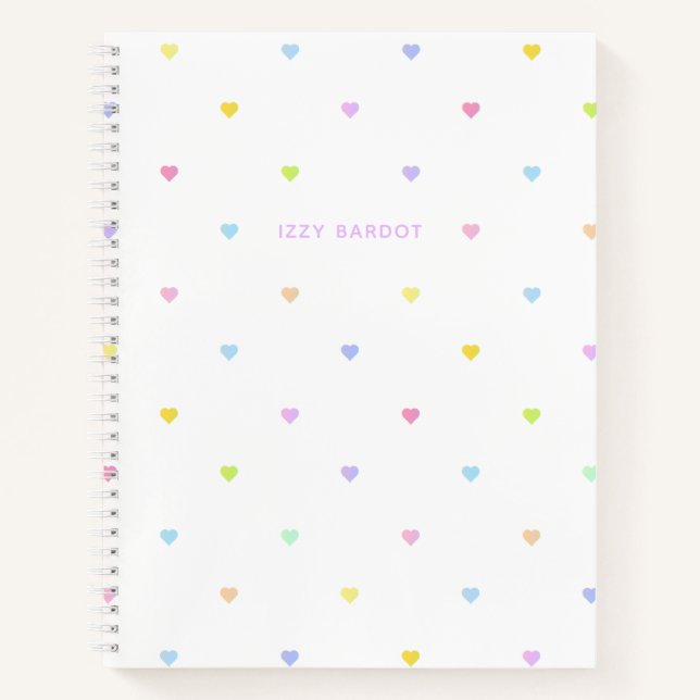 Girly Pastel Hearts Pattern Notizbuch (Vorderseite)
