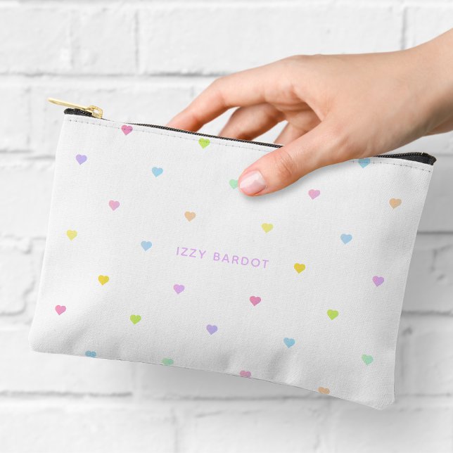 Girly Pastel Hearts Pattern Pouch Zubehörtasche (Von Creator hochgeladen)