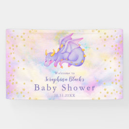 Girly Pastel Lila Dragon Baby Dusche Banner