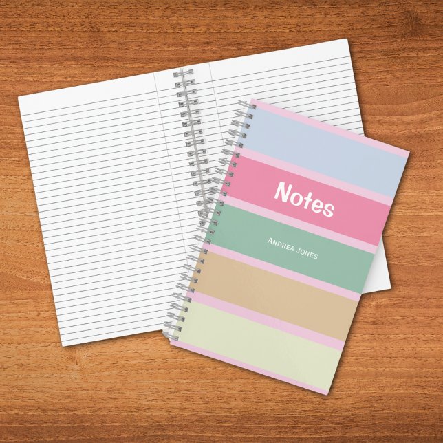 Girly Pastel Monogrammed Full Name Notes Notizbuch (Von Creator hochgeladen)