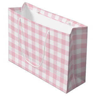 Girly Pastel Pink Gingham Kariert Große Geschenktüte