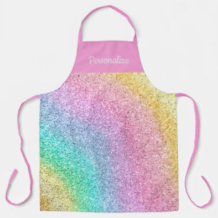Girly Pastel Rainbow Glitzer Pattern Personalisier Schürze