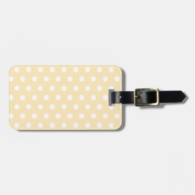 Girly Pastel Yellow Polka Dot Gepäckanhänger (Vorderseite horizontal)