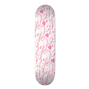 Girly Pastell ist rosa Text-Herz-Muster Skateboard