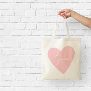 Girly Peach Heart Tasche mit Namen