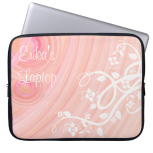 Girly Peach Spirals Filigree Blume Template Laptopschutzhülle