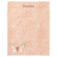 Girly Peach White Dots Butterfly