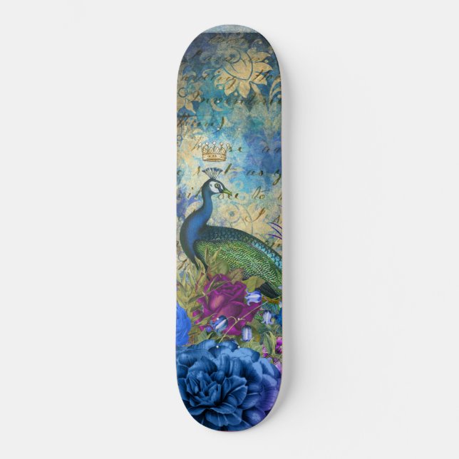 Girly Peacock Hübsch Fantasy Skateboard (Vorderseite)