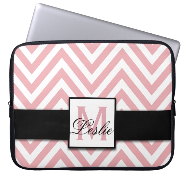 GIRLY, PERSONALISIERTER KRALPINK ZICKZACK PATTER LAPTOPSCHUTZHÜLLE (Vorderseite)