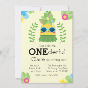 Girly Pineaple Frau Onederful First Einladung
