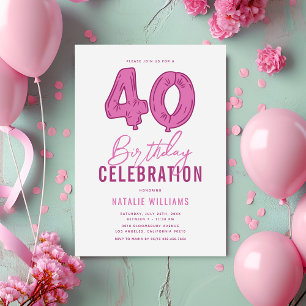 Girly Pink 40. Geburtstags-Party Einladung