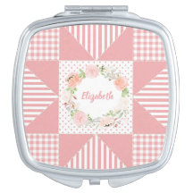 Girly Pink Abend Star Quilt Rose Wreath und Name