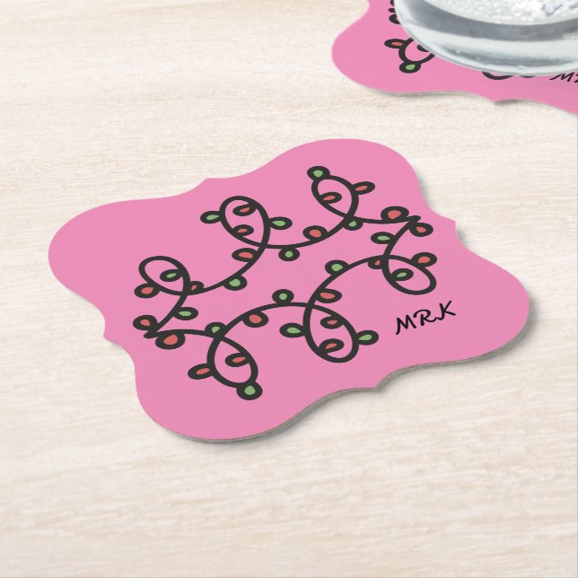 Girly Pink Abstrakt Polka Dots Monogram Art Colors Untersetzer (angewinkelt)